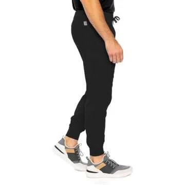 Med Couture Bowen Scrub Jogger Pants for Men - Perfect for Casual Wear and Active Lifestyles MC7777, Black, X-Large