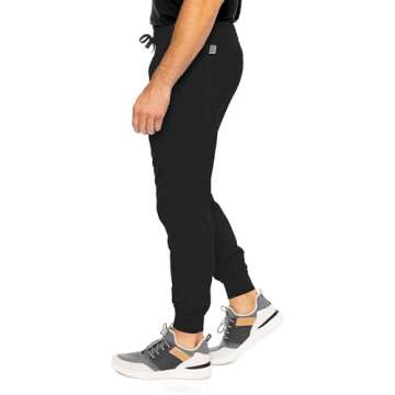 Med Couture Bowen Scrub Jogger Pants for Men - Perfect for Casual Wear and Active Lifestyles MC7777, Black, X-Large