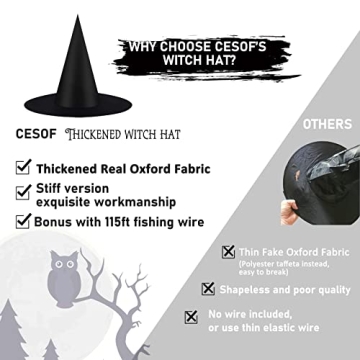 6 PCS Halloween Witch Hats for Costume & Decoration