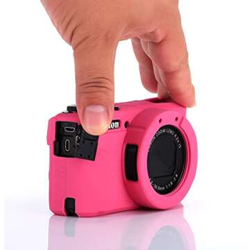 G7X Mark II G7X Removable Lens Cover Silicone Cover Rubber Soft Camera Case Cover for Canon PowerShot G7X II G7X (Rosered)