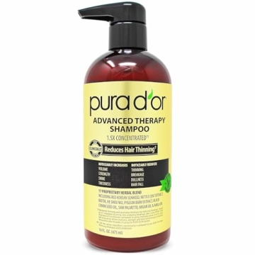 PURA D'OR 16 Oz Advanced Therapy Shampoo for Hair Thinning & Volume