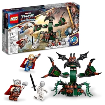 LEGO Marvel Attack on New Asgard Set - Thor Buildable Toy 76207 with Hammer and Stormbreaker Figure