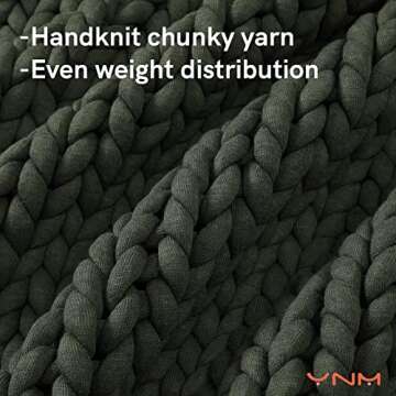 YnM Weighted Blanket, Handmade Chunky Yarn Knitted Design, Soft and Cozy, Temperature Regulating and...