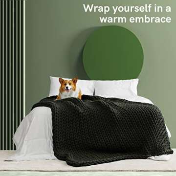 YnM Weighted Blanket, Handmade Chunky Yarn Knitted Design, Soft and Cozy, Temperature Regulating and Breathable, Machine Washable Throw for Sleep or Home Decor (Forest Green, 50x60 Inch, 10lbs)