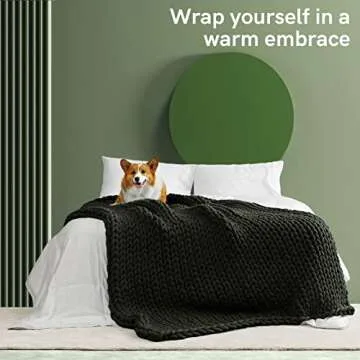 YnM Weighted Blanket, Handmade Chunky Yarn Knitted Design, Soft and Cozy, Temperature Regulating and Breathable, Machine Washable Throw for Sleep or Home Decor (Forest Green, 50x60 Inch, 10lbs)