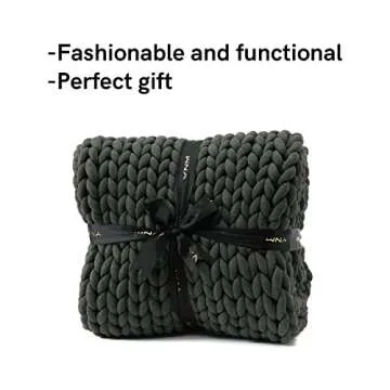 YnM Weighted Blanket, Handmade Chunky Yarn Knitted Design, Soft and Cozy, Temperature Regulating and Breathable, Machine Washable Throw for Sleep or Home Decor (Forest Green, 50x60 Inch, 10lbs)