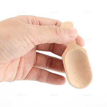 AUEAR, Mini Wooden Scoops Unpainted Kitchen Spoon for Candy Spices Parties Bath Salts Essential (20 Pack, Half Handle)