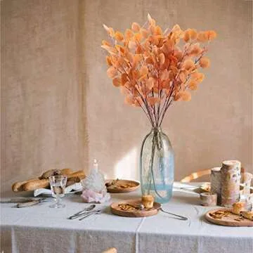 HUAESIN 4 Pcs Orange-Red Artificial Eucalyptus Branches