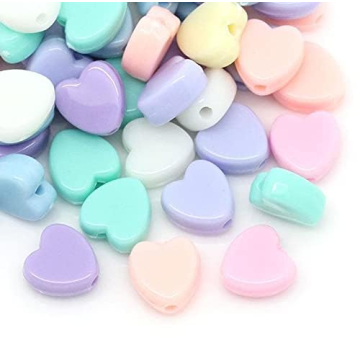 600 Heart Pastel Acrylic Beads - Vibrant Craft Supplies