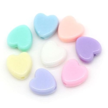 600 Heart Pastel Acrylic Beads - Vibrant Craft Supplies