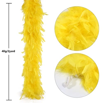 THARAHT Yellow Chandelle Turkey Feather Boa 2 Yards 40g for DIY Craft Home Dancing Wedding Party Halloween Costume Decoration Feather Boa