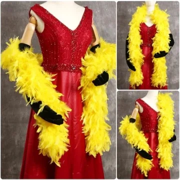 THARAHT Yellow Chandelle Turkey Feather Boa 2 Yards 40g for DIY Craft Home Dancing Wedding Party Halloween Costume Decoration Feather Boa