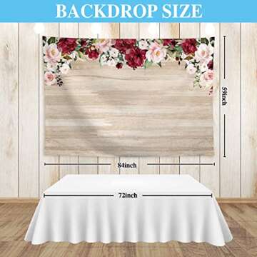 Allenjoy 7x5ft Rustic Wood Floral Backdrop Red Flowers Wooden Board Background for Bridal Shower Wed...