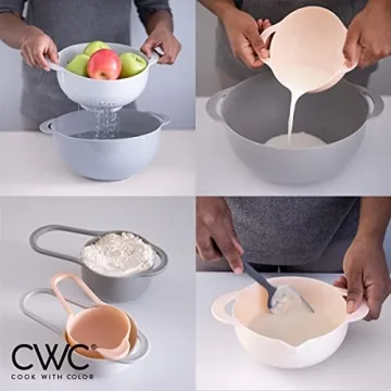 Nesting Bowls Set with Measuring Cups and Strainer