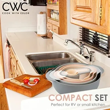 Nesting Bowls Set with Measuring Cups and Strainer