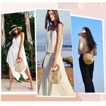 NIBD Flower Pearls Rattan Tote Bag Stylish Summer Accessory