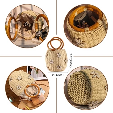 NIBD Flower Pearls Rattan Tote Bag Stylish Summer Accessory