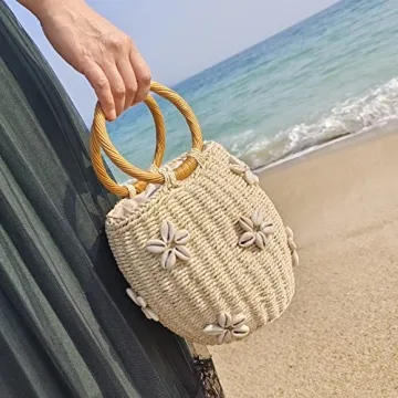 NIBD Flower Pearls Rattan Tote Bag Stylish Summer Accessory