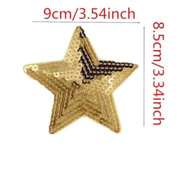 Ximkee Pack of 10 Shiny 5 Star Sequins Sew Iron on Applique Embroidered Patches-Purple