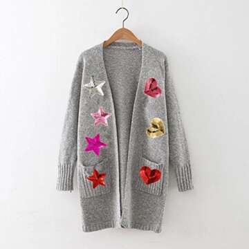 Ximkee Pack of 10 Shiny 5 Star Sequins Sew Iron on Applique Embroidered Patches-Purple