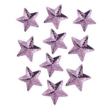 Ximkee Pack of 10 Shiny 5 Star Sequins Sew Iron on Applique Embroidered Patches-Purple