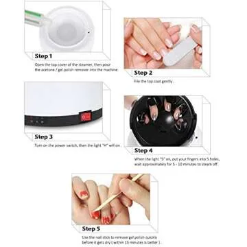 Acrylic Nail Remover Machine Nail Polish Remover, Fast Nail Gel Polish Remover Machine UV Nail Gel Removal Steamer Art Salon Tool 36W for Home Salon Beauty