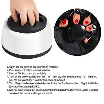 Acrylic Nail Remover Machine Nail Polish Remover, Fast Nail Gel Polish Remover Machine UV Nail Gel Removal Steamer Art Salon Tool 36W for Home Salon Beauty
