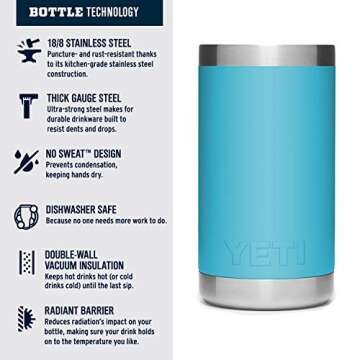 YETI Rambler Jr. 12 oz Kids Bottle, with Straw Cap, Reef Blue