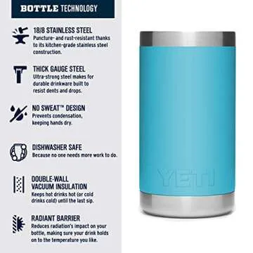YETI Rambler Jr. 12 oz Kids Bottle, with Straw Cap, Reef Blue