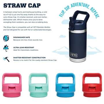 YETI Rambler Jr. 12 oz Kids Bottle, with Straw Cap, Reef Blue
