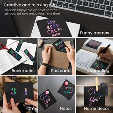 Arteza Scratch Paper Set - Colorful & Durable Art Supplies