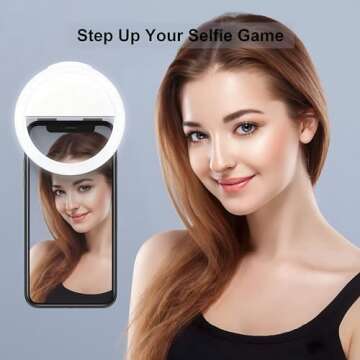 Selfie Ring Light, Rechargeable Portable Clip-on Selfie Fill Light with 36 LED for iPhone/Android Ph...
