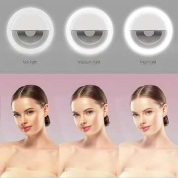 Selfie Ring Light, Rechargeable Portable Clip-on Selfie Fill Light with 36 LED for iPhone/Android Phone Photography Camera Video | 3 Adjustable Light Modes | Beauty and Influencer Selfie Ring Light
