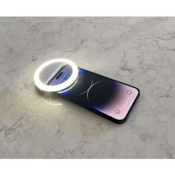 Selfie Ring Light, Rechargeable Portable Clip-on Selfie Fill Light with 36 LED for iPhone/Android Phone Photography Camera Video | 3 Adjustable Light Modes | Beauty and Influencer Selfie Ring Light