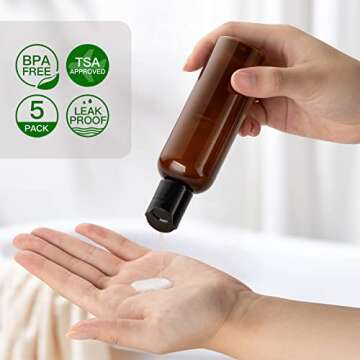 owlyee 3.4 oz Travel Bottles for Toiletries, Empty Travel Size Containers Tsa Approved, 5PCS Small P...