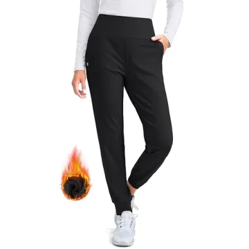 G Gradual Women's Fleece Lined Joggers High Waisted Water Resistant Thermal Hiking Pants Cold Weathe...