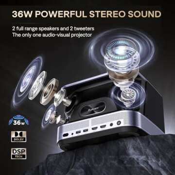 3-in-1 Projector 4K Supported, AURZEN BOOM 3 Smart Projector with WiFi and Bluetooth, 3D DoIby Audio...