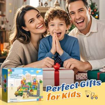 Kids Games Magnetic Tiles Road Set with Extendable Magnetic Crane, City Construction Building Toys for Toddlers STEM Preschool Toys Ages 4-6 5-7, Gifts for 3+ Year Old Boys Girls Kids Toys with Car