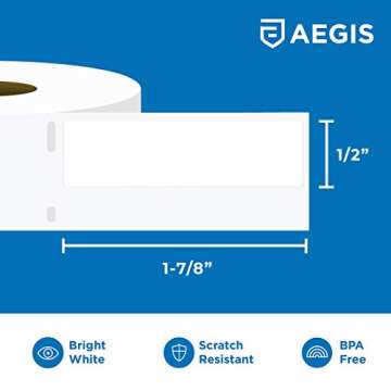 Aegis Adhesives - Compatible Direct Thermal Labels Replacement for DYMO 30346 (1/2" X 1-7/8") Librar...