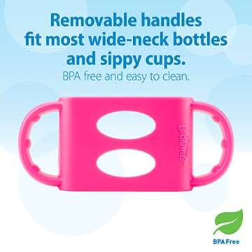 Dr. Brown's Milestones Wide-Neck Sippy Spout Bottle with 100% Silicone Handles, Easy-Grip Handles with Soft Sippy Spout, 9oz/270mL, Pink, 1-Pack, 6m+