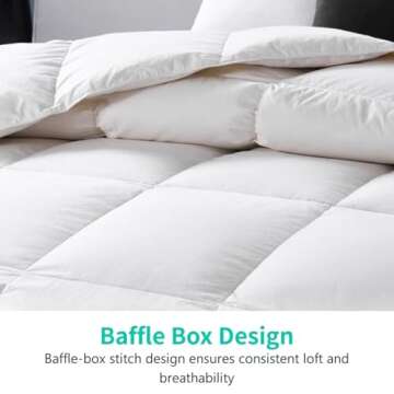 APSMILE Fluffy Heavyweight Down Feather Fibers Comforter Oversized King Size, Thick Duvet Insert for Winter Climates-Ultra Soft 100% Organic Cotton Cover, Luxury Duvet Insert (Ivory White, 120x98)