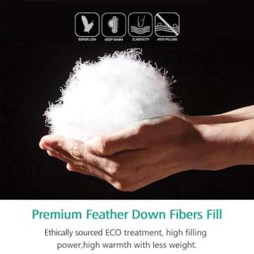 APSMILE Fluffy Heavyweight Down Feather Fibers Comforter Oversized King Size, Thick Duvet Insert for Winter Climates-Ultra Soft 100% Organic Cotton Cover, Luxury Duvet Insert (Ivory White, 120x98)