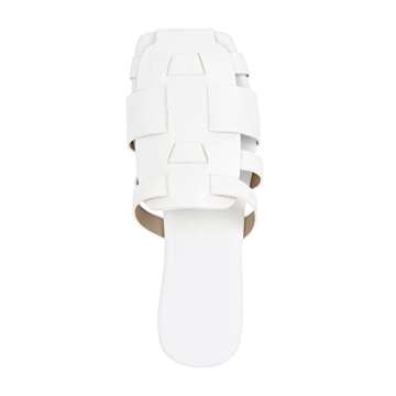 Onlymaker Women's Casual Square Open Toe Slides Sandals Summer Mule Slide Sandal White Size 7