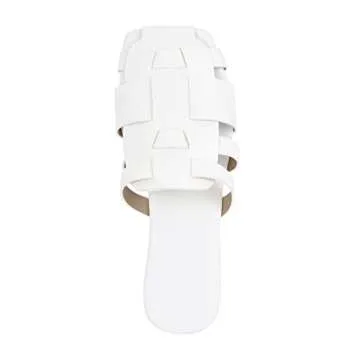 Onlymaker Women's Casual Square Open Toe Slides Sandals Summer Mule Slide Sandal White Size 7