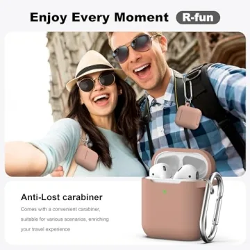 R-fun AirPods Case Cover - Soft Silicone with Keychain