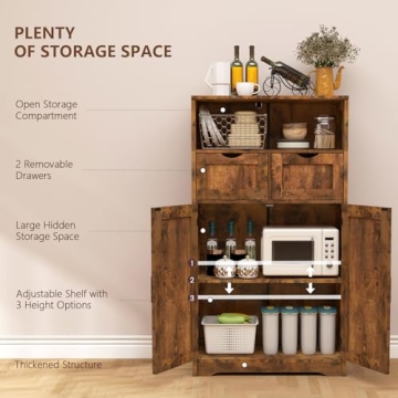 WEENFON Storage Cabinet with Barn Doors & Drawers