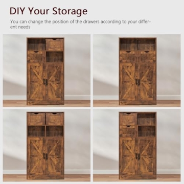 WEENFON Storage Cabinet with Barn Doors & Drawers