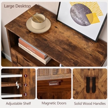 WEENFON Storage Cabinet with Barn Doors & Drawers