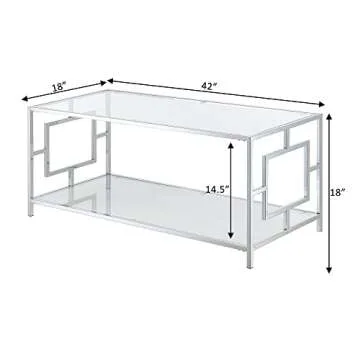 Town Square Chrome Coffee Table with Shelf, Glass/Chrome
