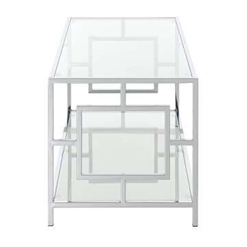 Town Square Chrome Coffee Table with Shelf, Glass/Chrome
